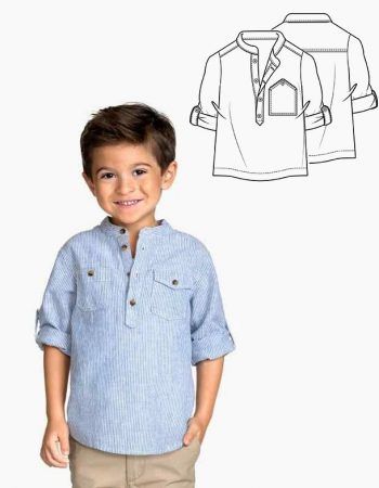patrón gratis camisa niño cuello mao