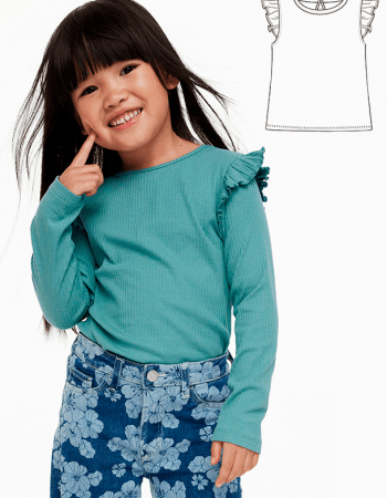 Camiseta con volante de punto para niña patrón gratis coser