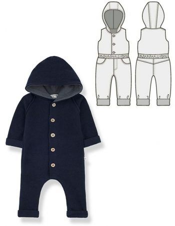 Patrón peto con capucha infantil