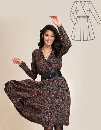Patrón vestido cruzado con manga farol