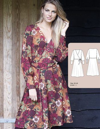 Patrón vestido cruzado con manga larga