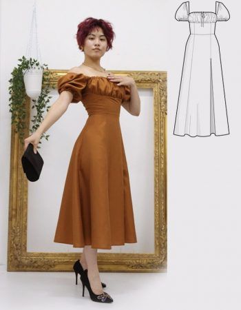 Patrón vestido pecho fruncido romantico
