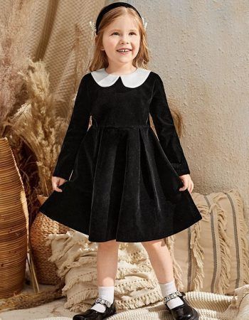 patrón gratis vestido cuello bebe para niña