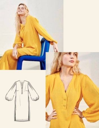 patrón vestido túnica manga abullonada