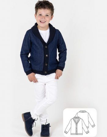 Patrón cárdigan infantil de punto para niños y niñas