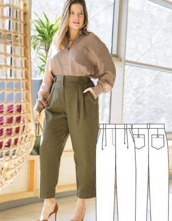Patrón pantalón plus size con pinzas para mujer