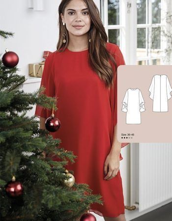 Patrón vestido de fiesta con manga con vuelo fácil coser