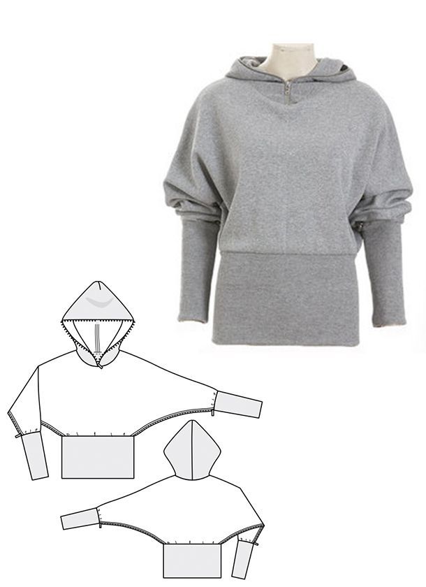 Sudadera con capucha ajustada en cintura Sudadera con capucha ajustada en cintura y cremallera para coser