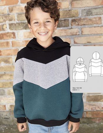 Patrón sudadera para niño con capucha para coser gratis