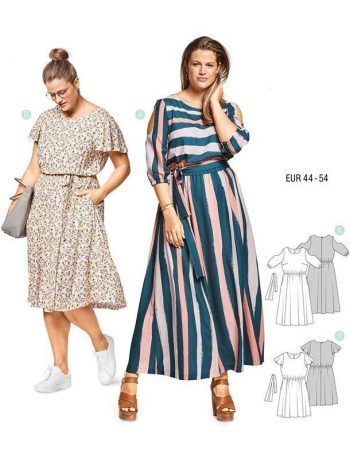 Patrón vestido tallas grandes con frunce en la cintura para coser