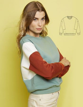 Patrón sudadera tricolor PDF gratis para mujer