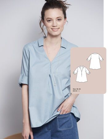 BLUSA MANGA TRES CUARTOS PATRÓN APDF GRATIS