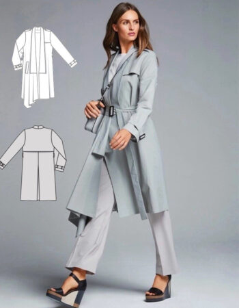 patrón gabardina mujer asimétrica gratis en PDF